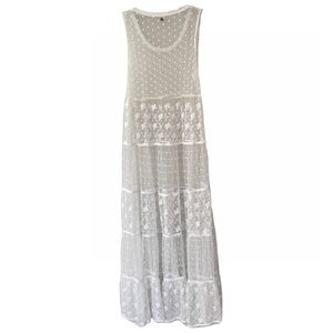 Billabong Sheer Lace Boho Maxi Dress in Ivory. Sz.XS/S
